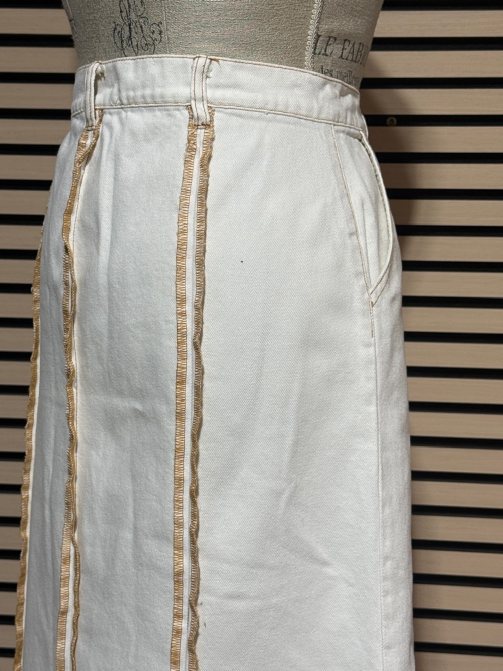 Moon River Neutral Cream Midi Skirt - Picture 6 of 9